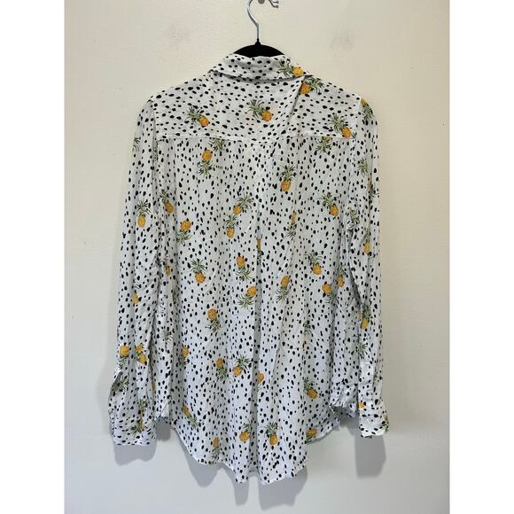 Velvet Heart White Pineapple Print Button Down - S - Picture 3 of 7